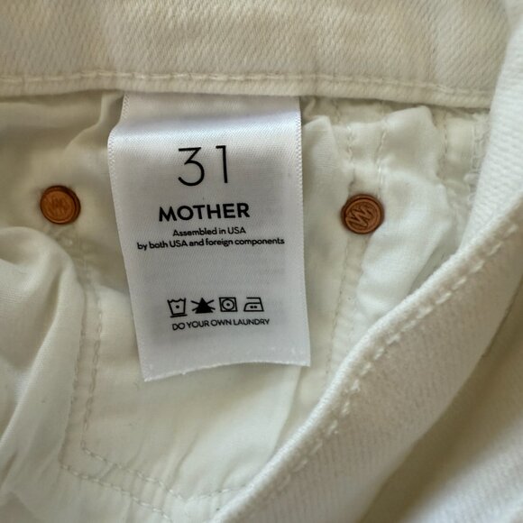 MOTHER The Insider Crop Step Fray Jeans – White, Size 31 - Picture 6 of 11